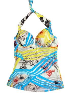 Hapari Vintage Folly Push-Up Halter Tankini Top